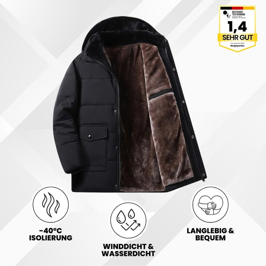 ThermoMax - Herren-Kapuzenjacke für den Winter – Dick gefütterter, lässiger Windbreaker mit Taschen