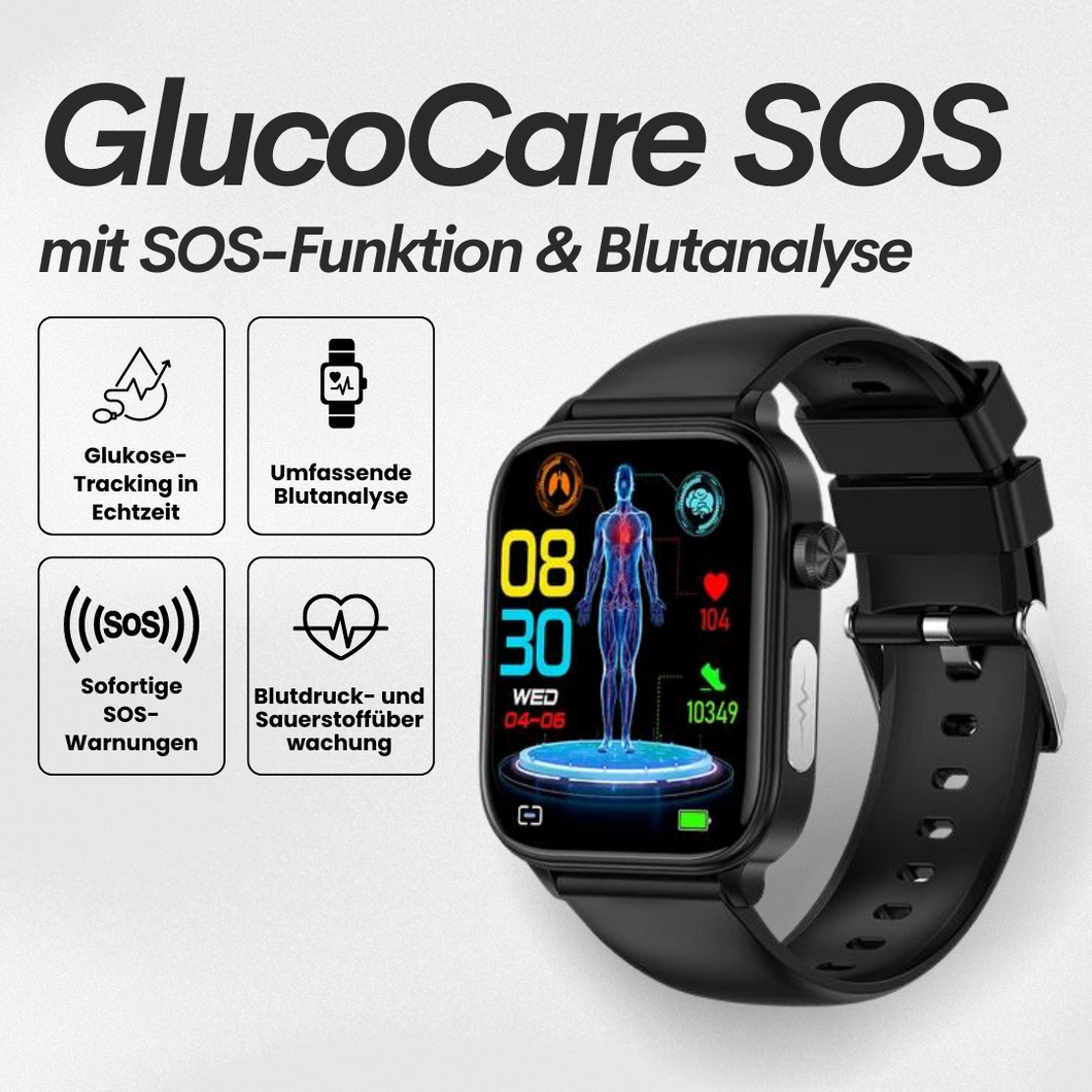 GlucoCare SOS - mit SOS-Funktion inkl. Sturzerkennung & zertifizierte Blutzuckermessung (2025) - Original