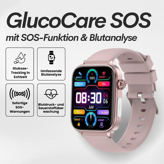 GlucoCare SOS - mit SOS-Funktion inkl. Sturzerkennung & zertifizierte Blutzuckermessung (2025) - Original