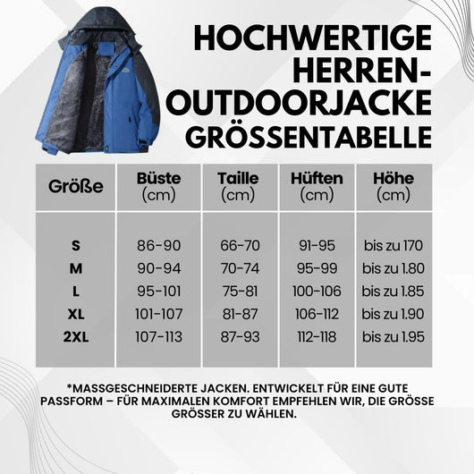 Hochwertige Herren-Outdoorjacke mit Kapuze – Wasserdicht, winddicht und warm gefüttert für Herbst und Winter