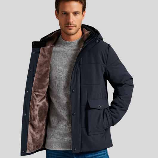 ThermoMax - Herren-Kapuzenjacke für den Winter – Dick gefütterter, lässiger Windbreaker mit Taschen