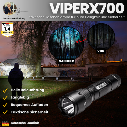 ViperX700 - militärische taktische Taschenlampe - 100x heller als andere